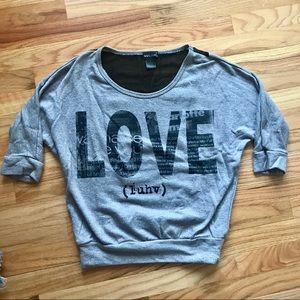 Wet Seal Gray 3/4 Sleeve Mesh Top Size Small!